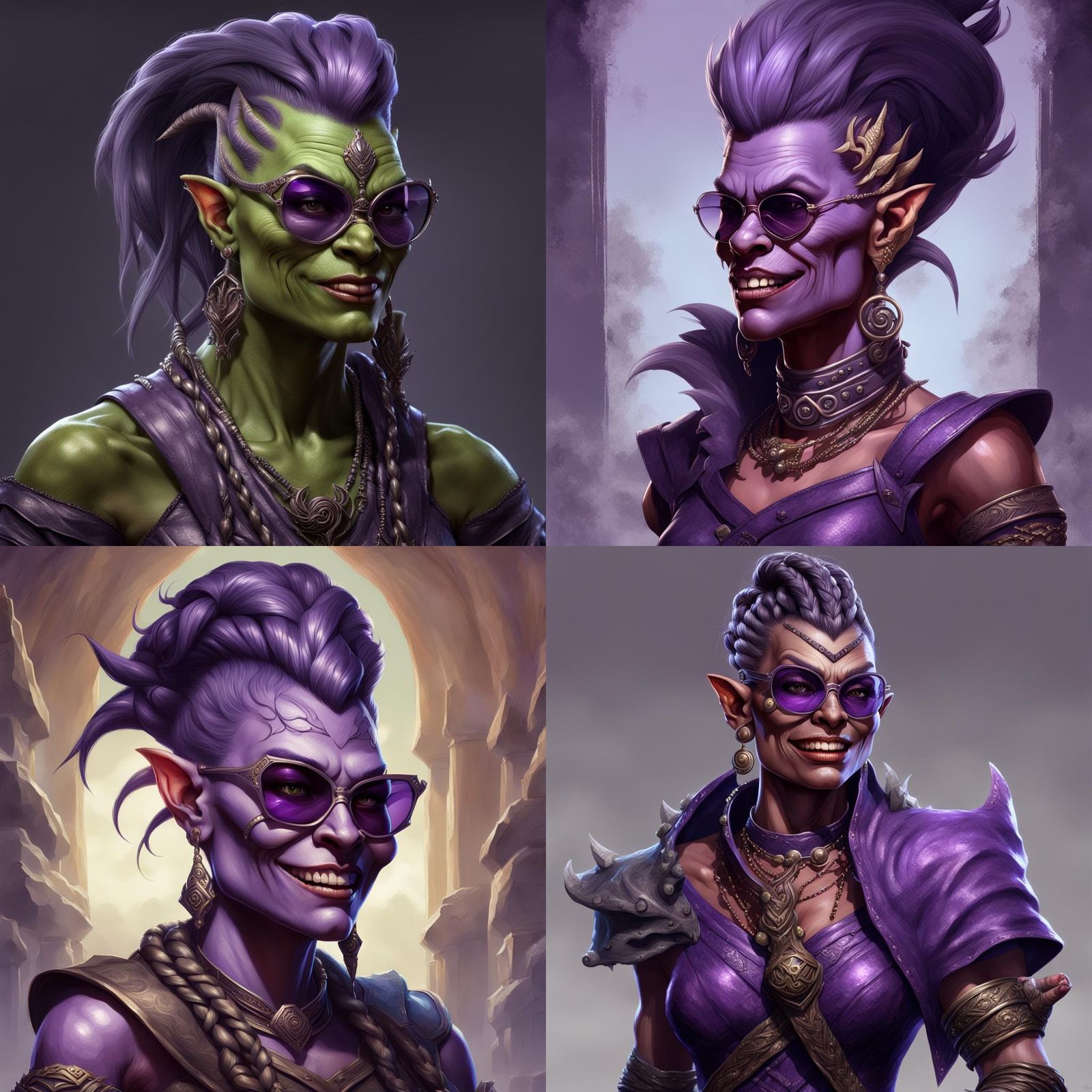 Elegant Half-Orc Woman in Dark Fantasy Concept Art