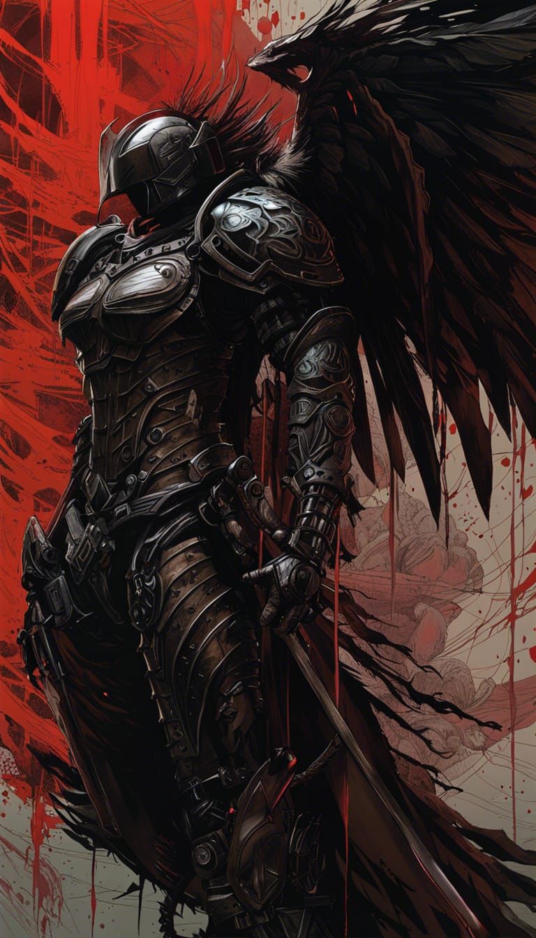Sinister Angel Knight with Black Armor