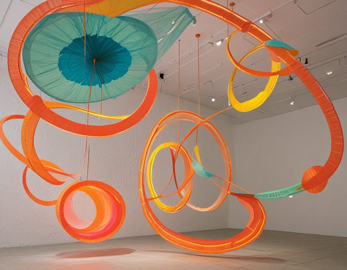 Vibrant Geometric Installation in Neon Colors