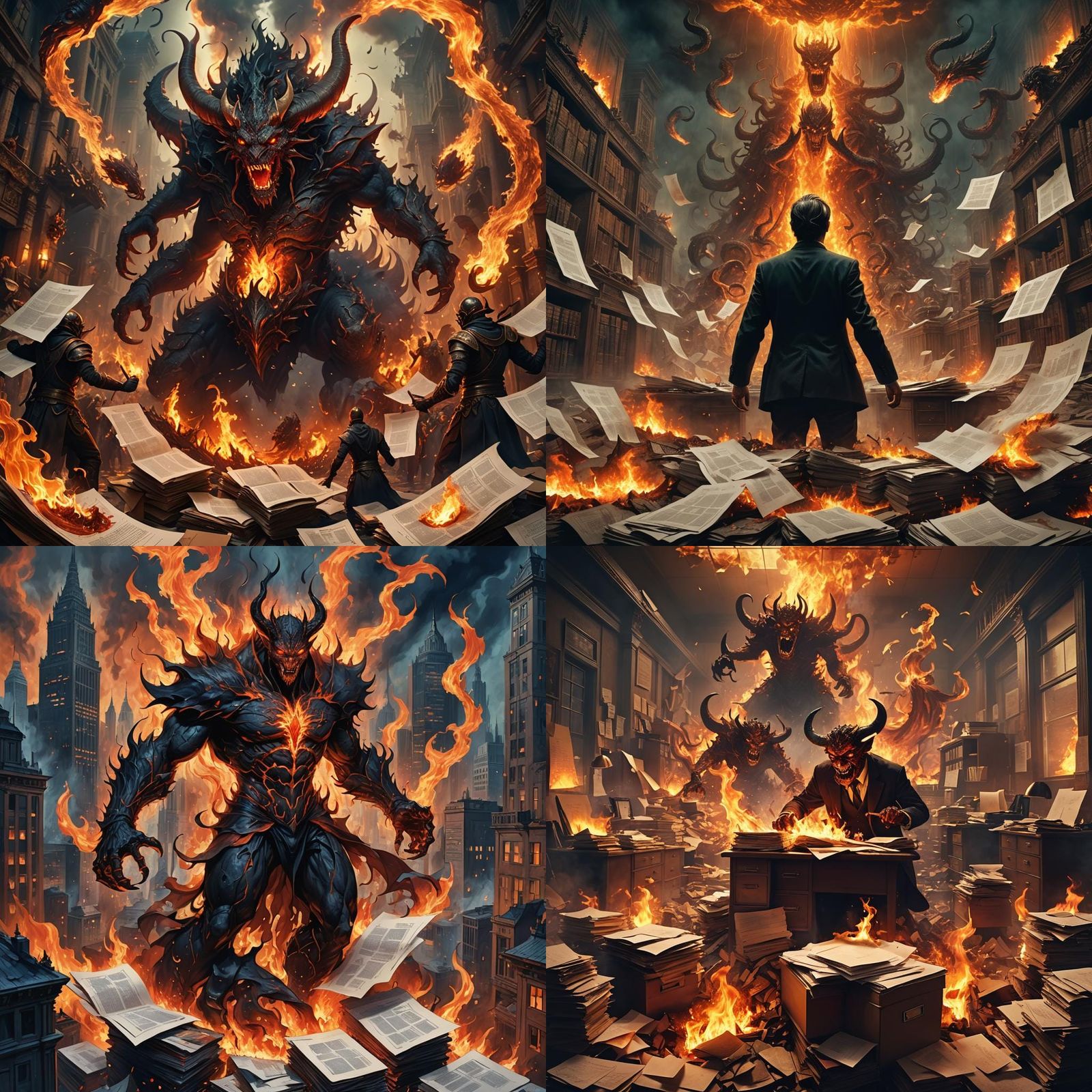 Infernal Paperwork: A Fiery Demon Landscape