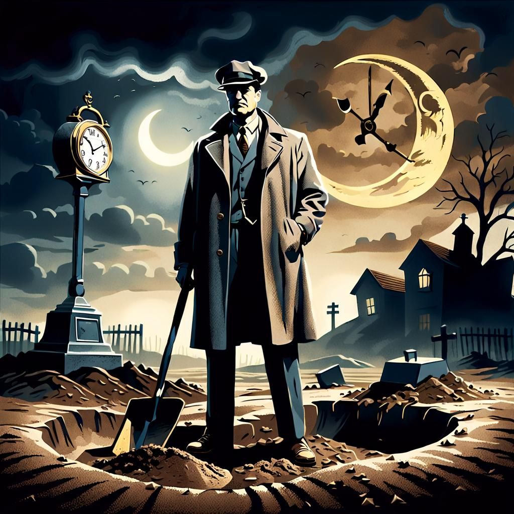 Film Noir Detective and the Buried Clock