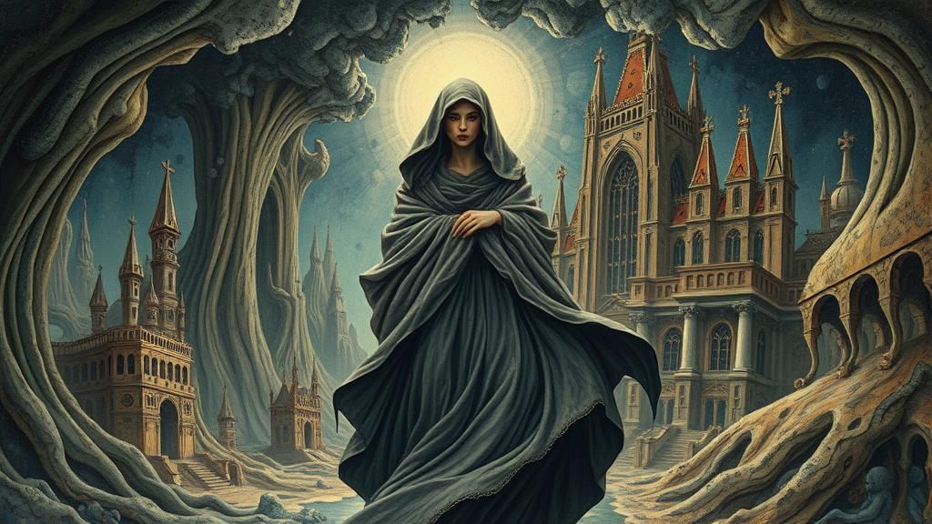 Surreal Seer in Dreamlike Landscape