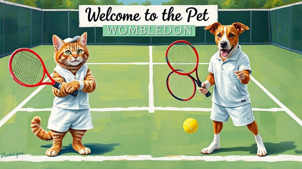 Pet Wombledon: Cat and Dog Tennis Stars in Impasto
