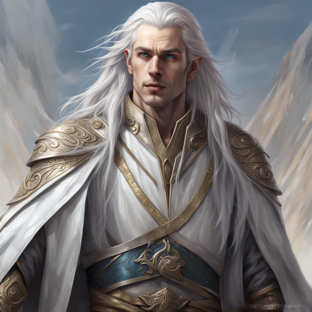 Young Androgynous Elf Wizard in Dark Fantasy Style