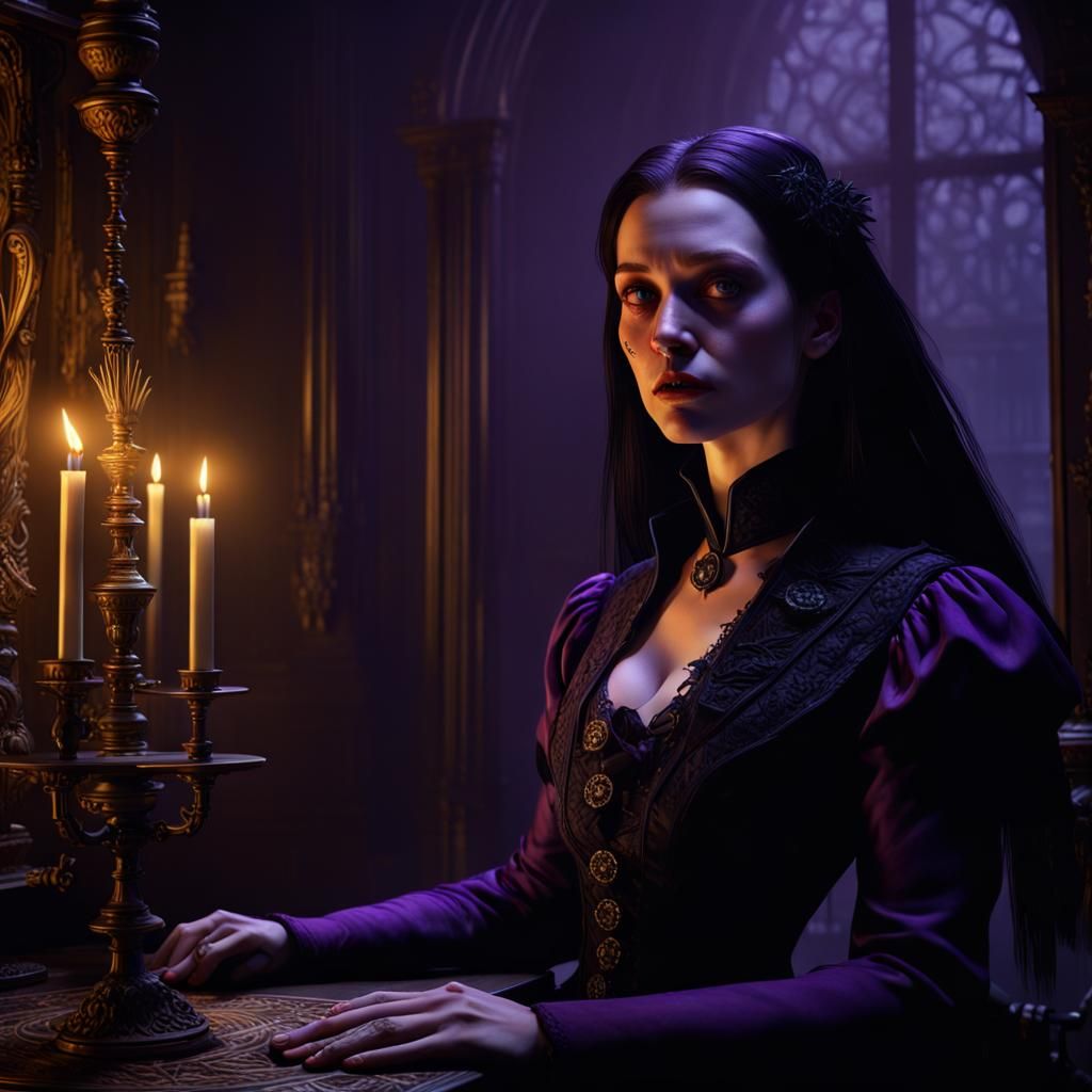 Wednesday Addams at Nevermore: Dark Fantasy Art