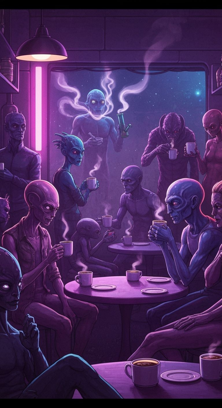 Interdimensional Cafe Scene With Aliens and Creatures