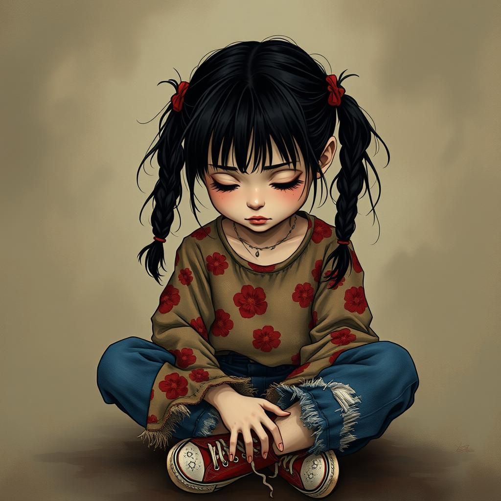 Girl in Mist: Dreamlike Illustration in Gothic Style