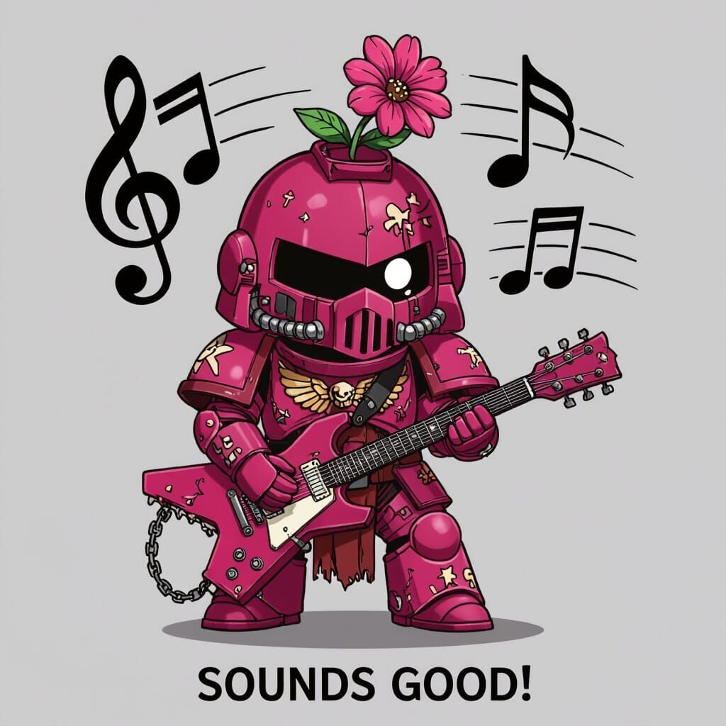 Chibi Noise Marine Rocking Out with Flowers