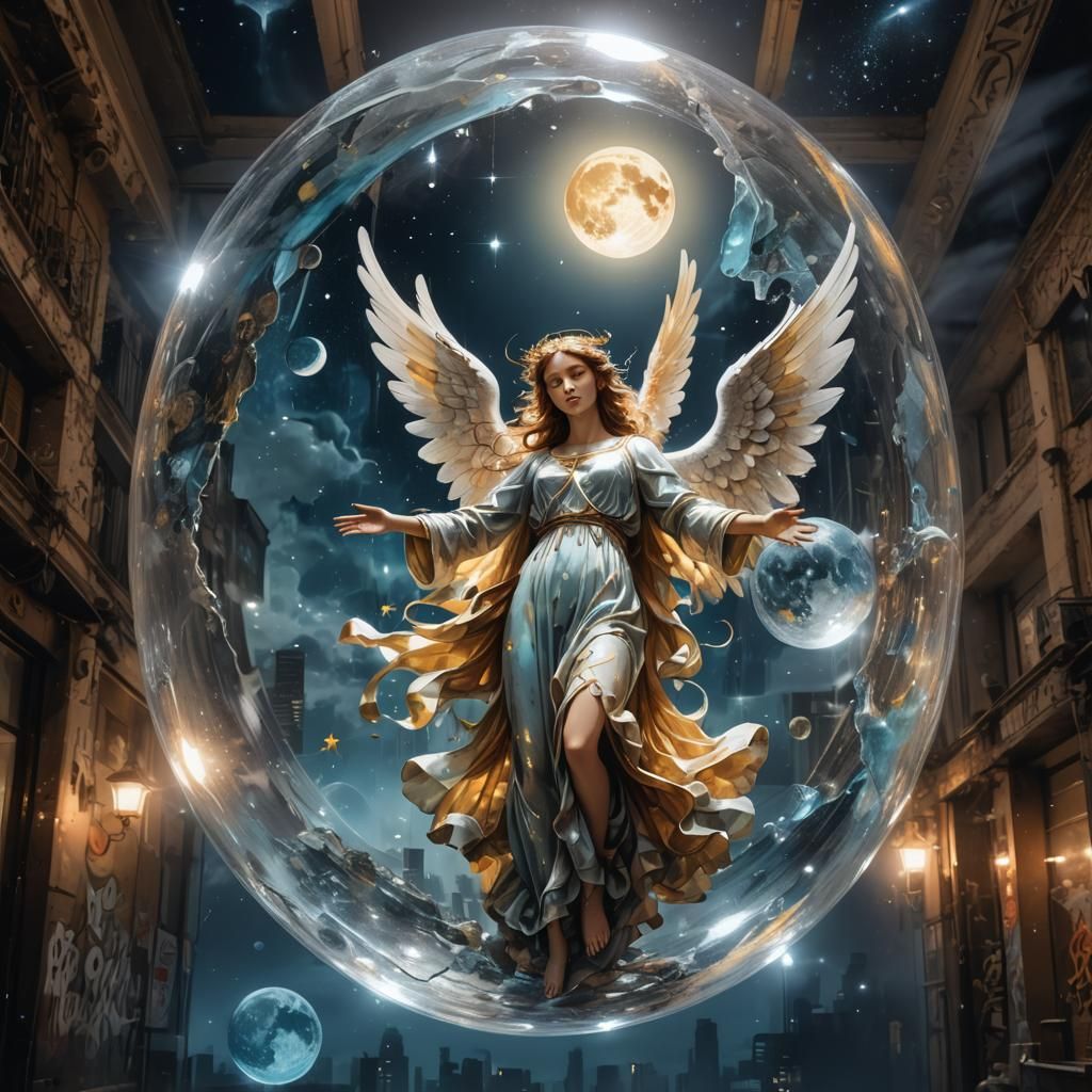 Multi-Dimensional Angel in Crystal, Graffiti Art