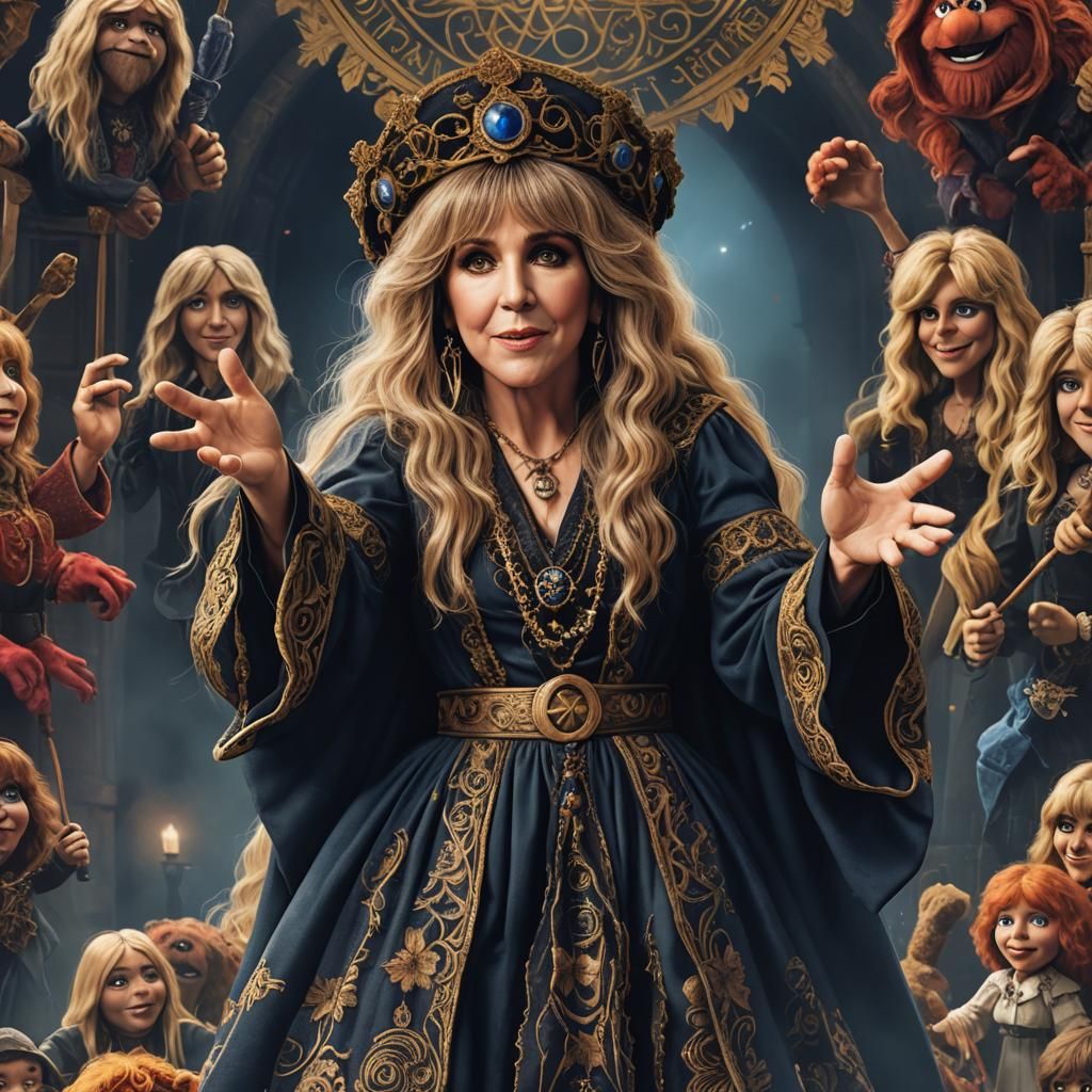 Stevie Nicks Muppet Hand Puppet in Detailed Painting