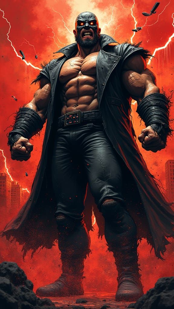 Muscular Antihero Explodes into Comic Book Panel