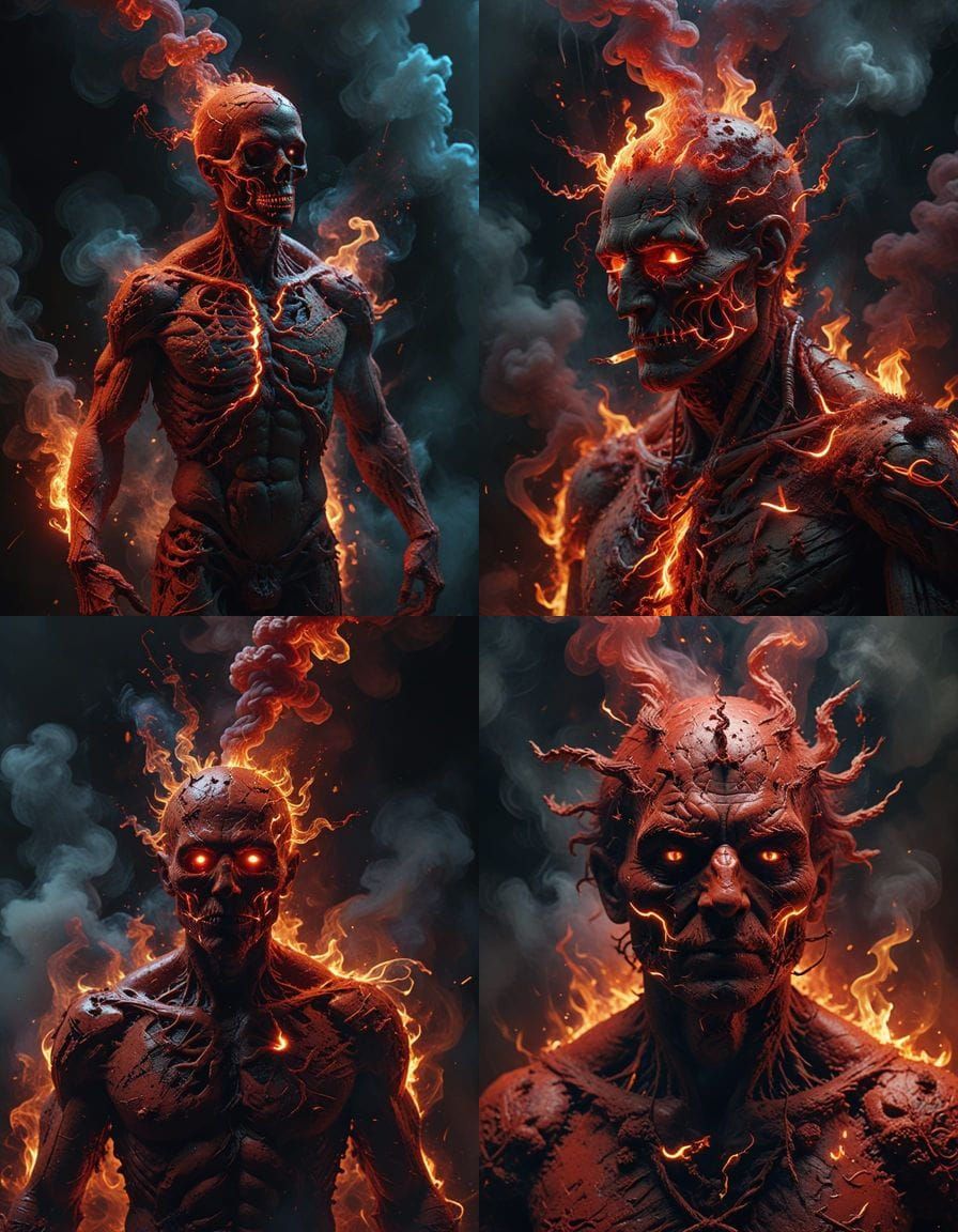 Surreal Horror Scene in Vibrant, Electric Crimson Smoke