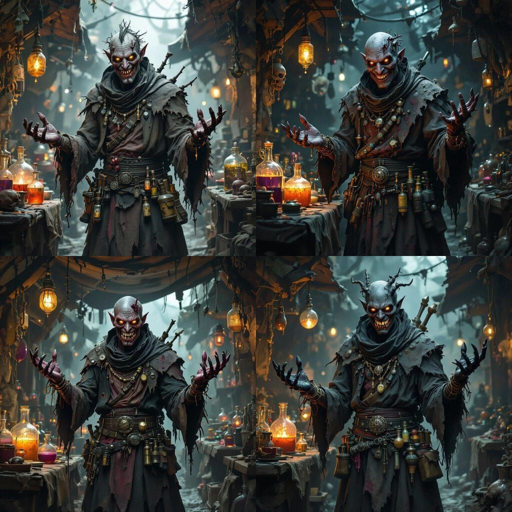 Grotesque Fleshwarp Merchant with Bone Blades