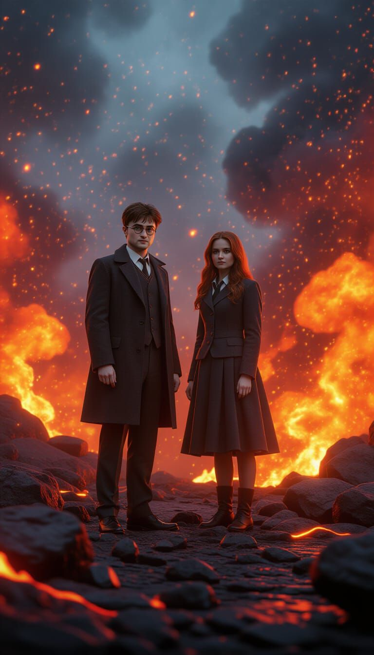 Lava Eruption Scene in Hyperrealistic Style