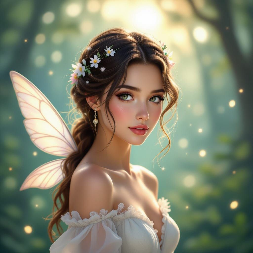 Ethereal Fantasy Portrait in Dreamy Forest