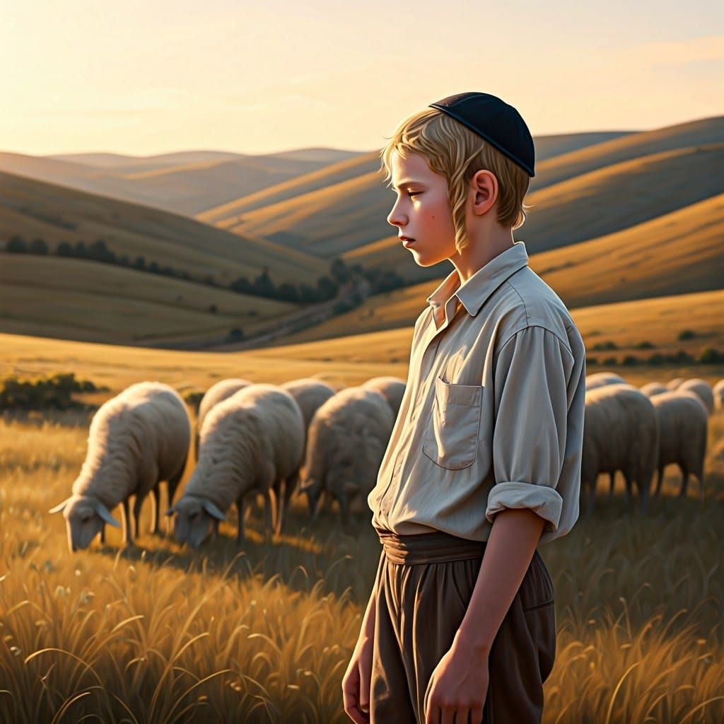 Youthful Devotion in a Serene Landscape