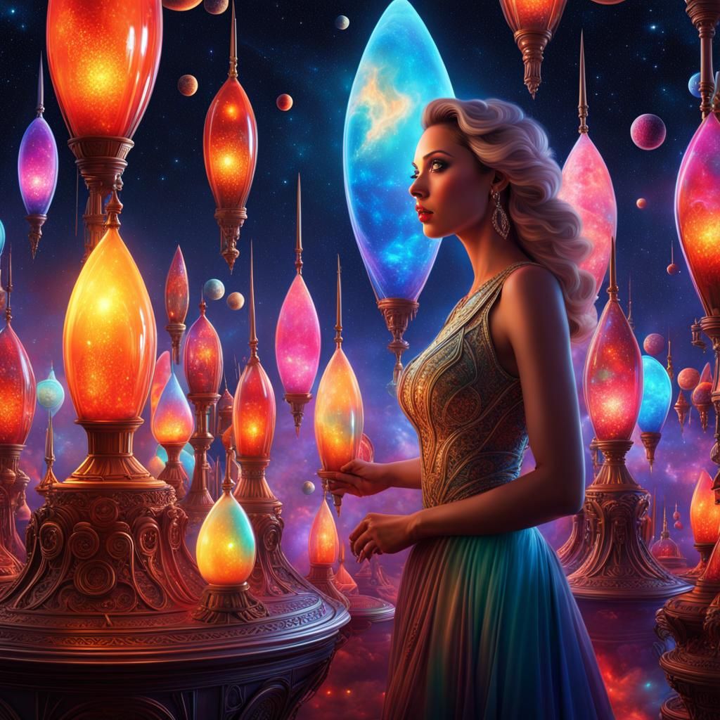 Ethereal Woman in a Magical Lava Lamp World