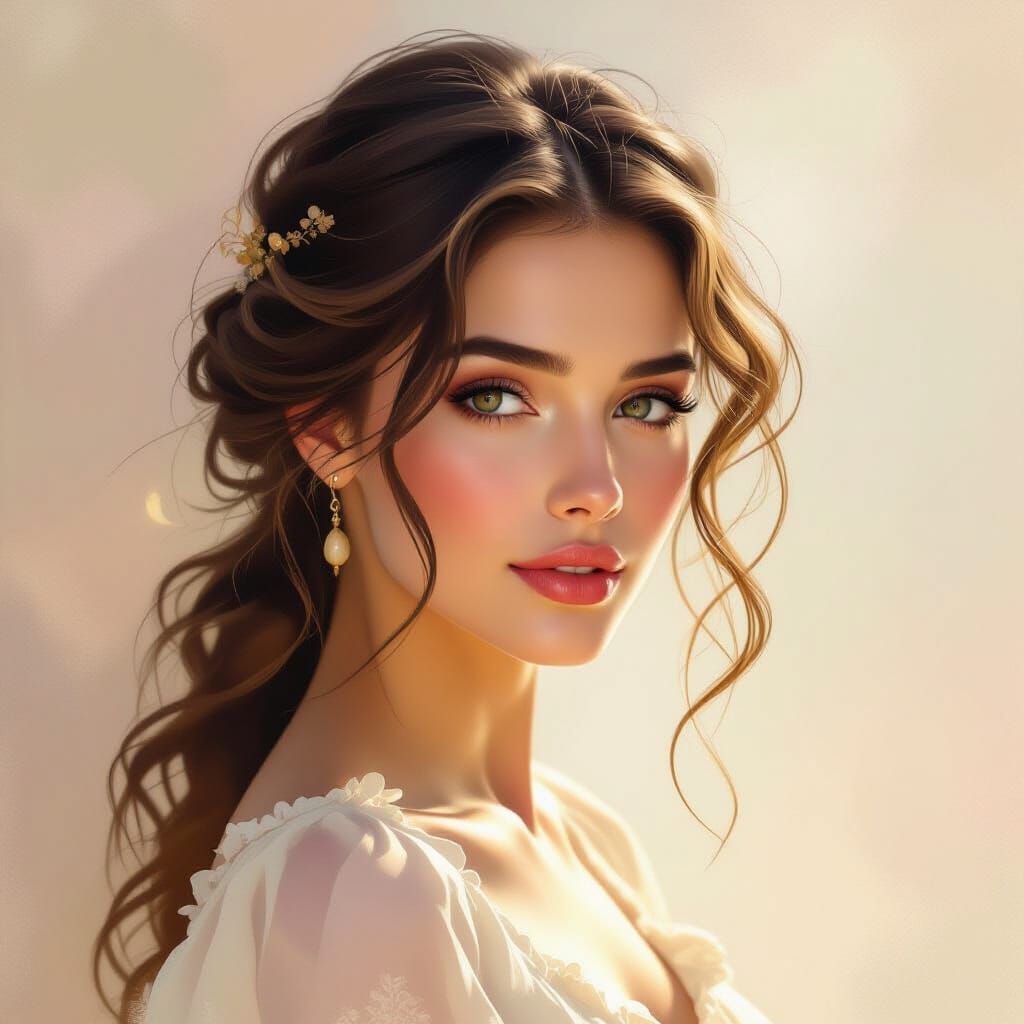 Ethereal Digital Painting Portrait of Anna Véronneau