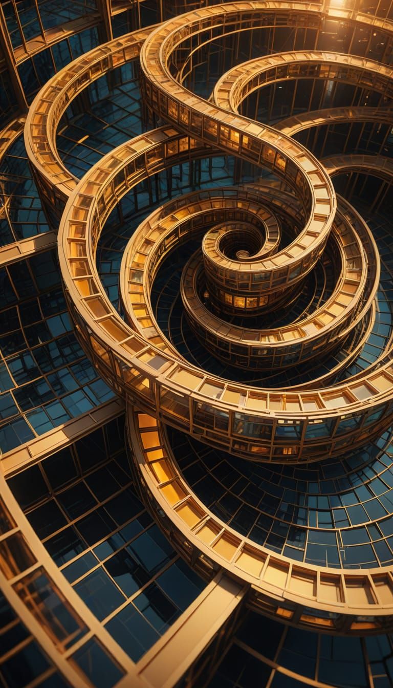 Ethereal Mathematical Grid Unfolding in Golden Hour Light