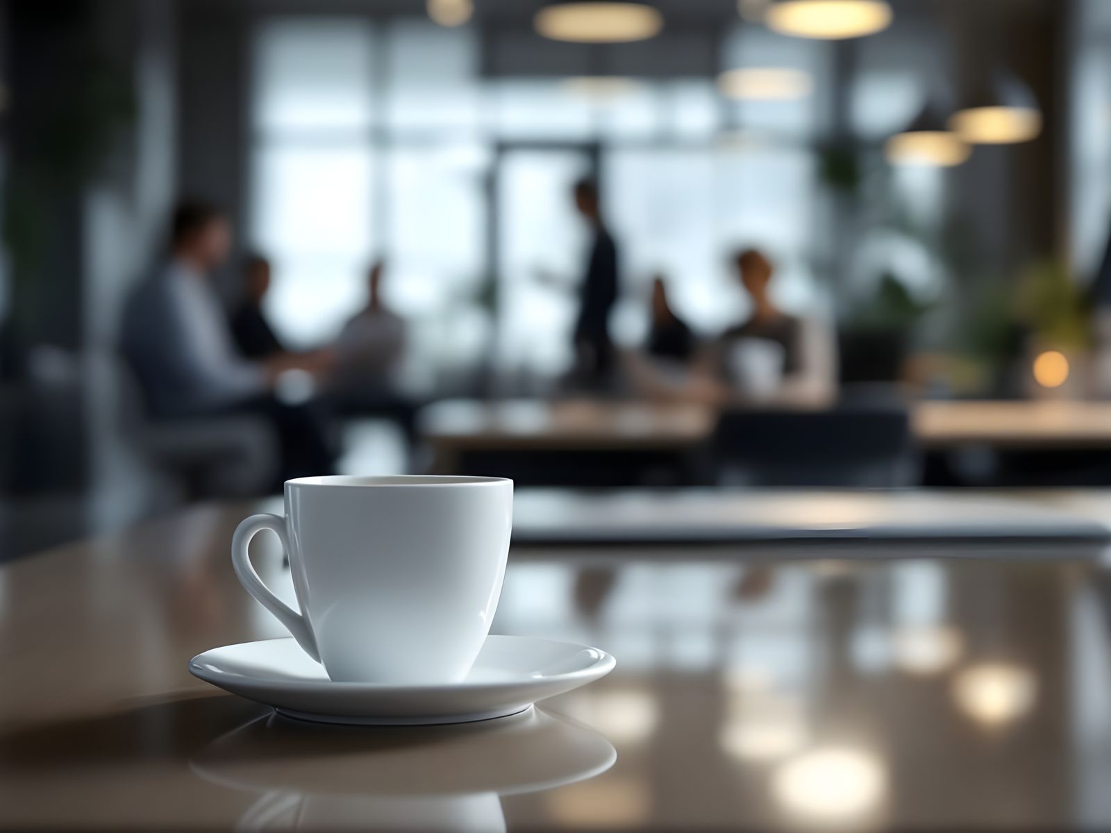 Coffee Cup and Laptop in Clean Business Office