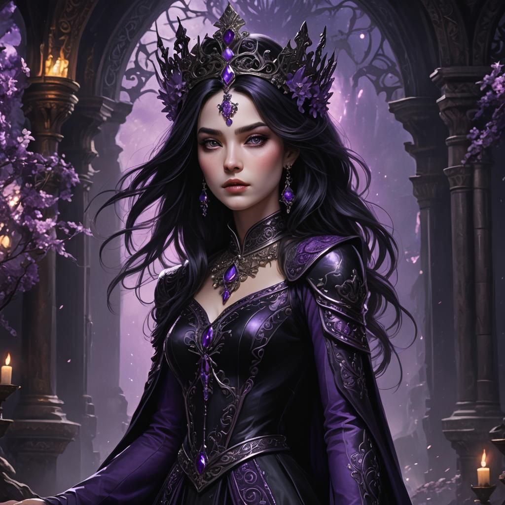 Princess of the Purple-Black Kingdom: Detailed Matte Paintin...