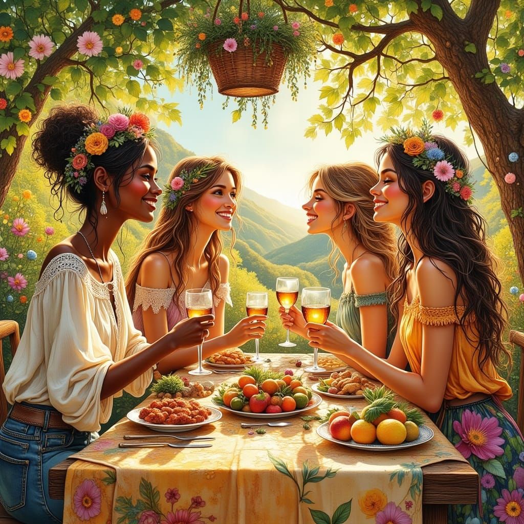 Vibrant May Day Celebration in Whimsical Watercolor Style