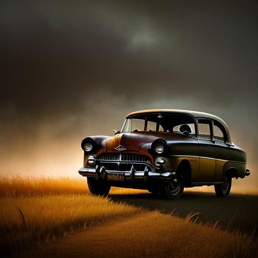 Man Walks Down Dark Road at Golden Hour