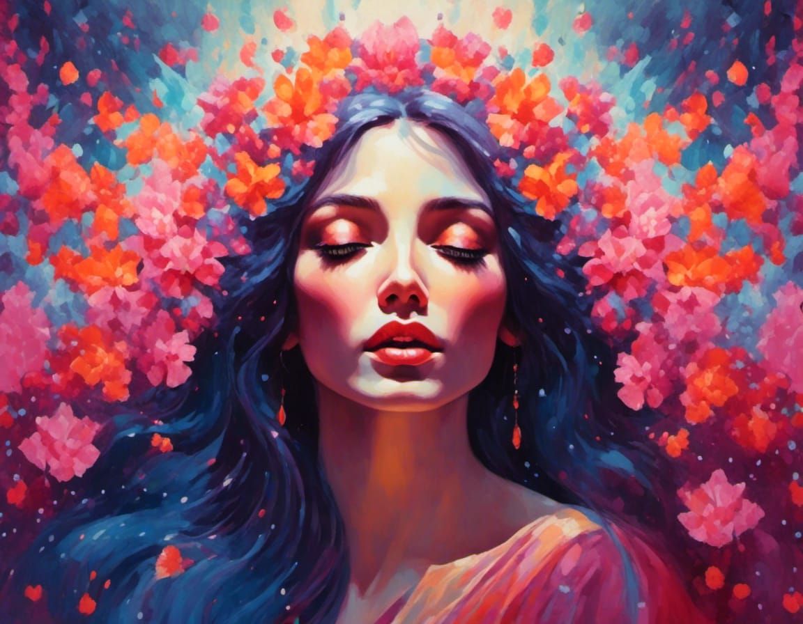 Jesus and Woman in Gouache Impressionist Style