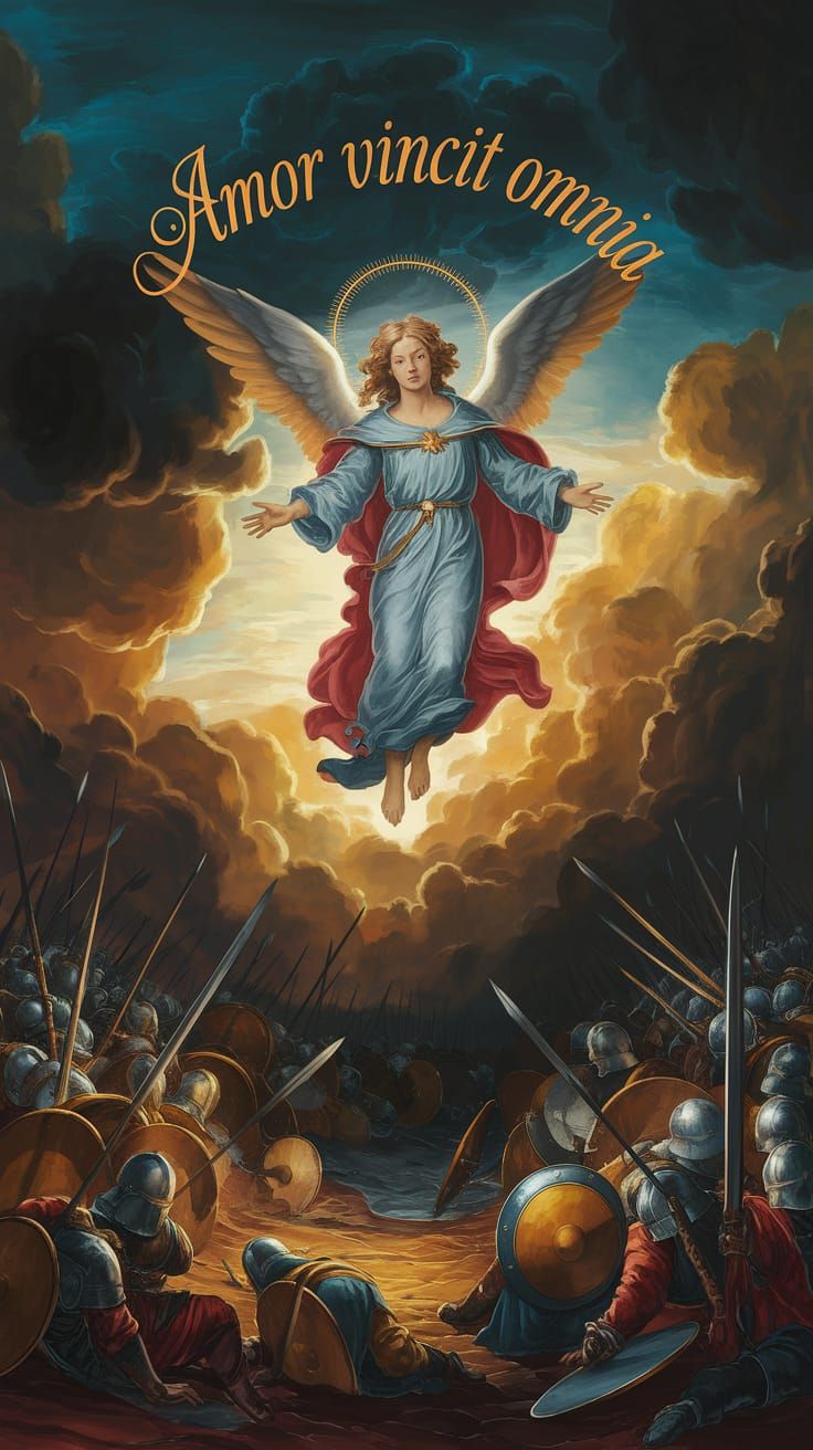Serenely Radiant Angel in Celestial Baroque Art