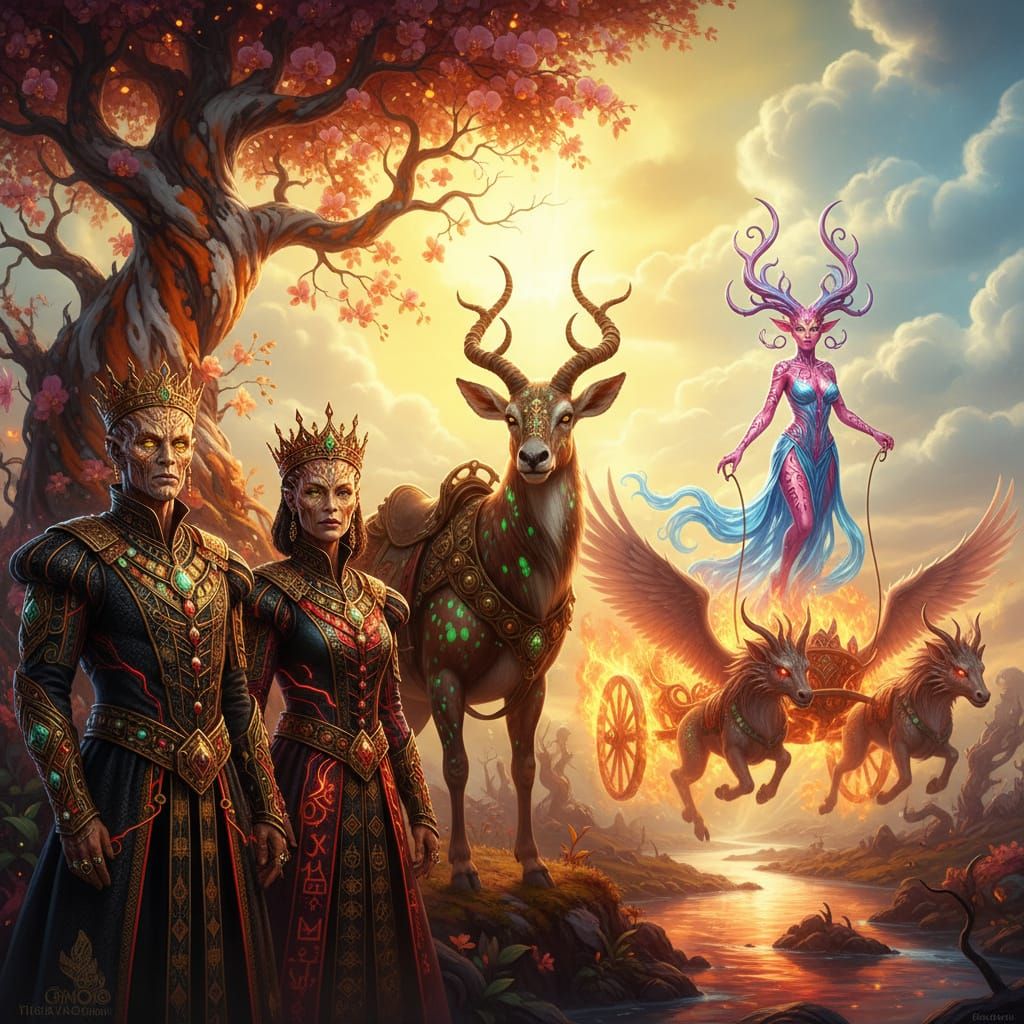 Ancient Alien Rulers in Eerie Sci-Fi Landscape