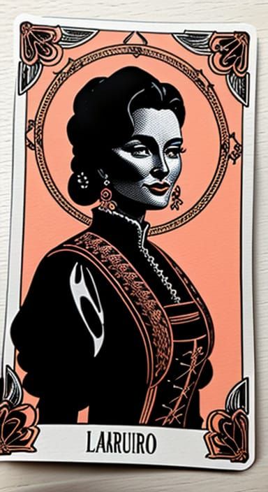 Elegant Lady in Tarot-Inspired Modern European Ink Painting