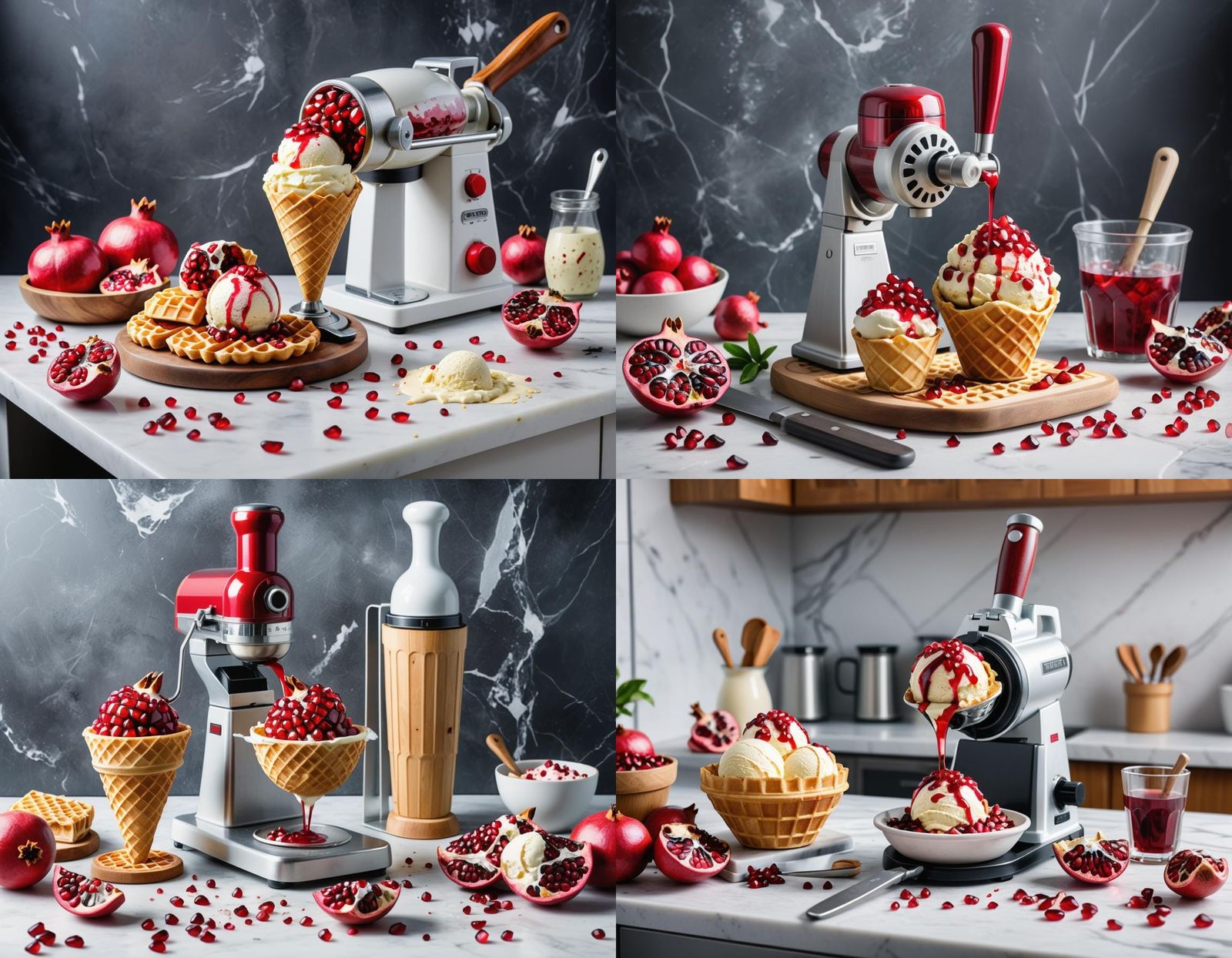 Vanilla Ice Cream Cone with Pomegranate