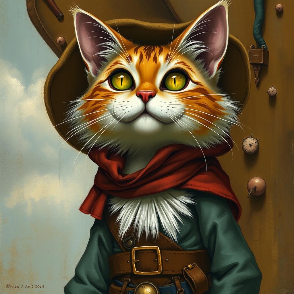 Cat Explorer in Chagall and Gainsborough Style