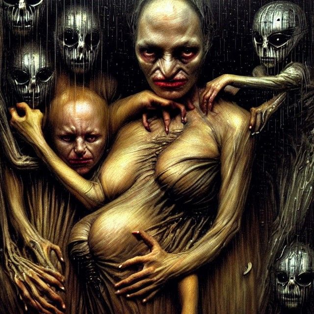 Brood Mother Portrait in Cyberpunk Victorian Style