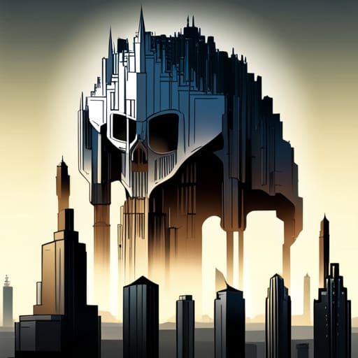 Futuristic City Built on Giant Skull
