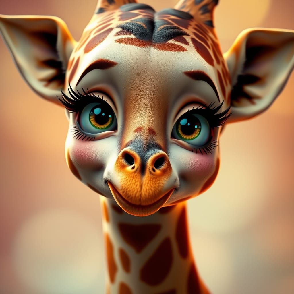 Whimsical Giraffe-Human Hybrid with Dreamy, Ethereal Glow