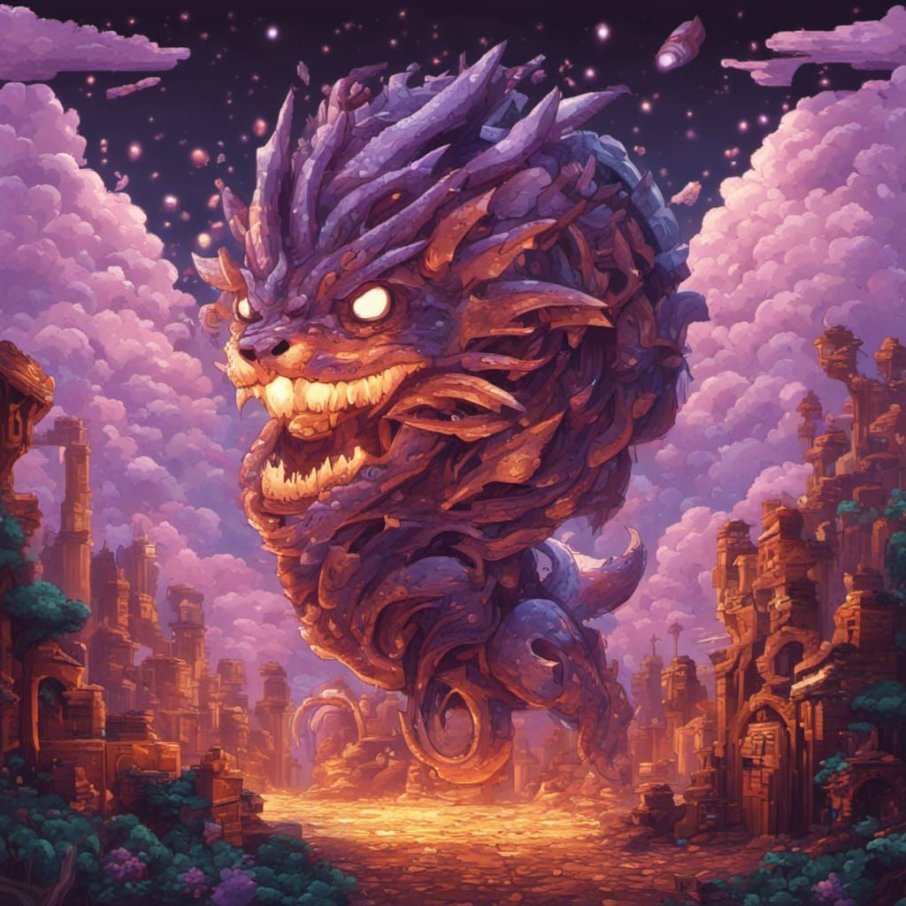 Pixel Art Creature Card with Stats and Abilities