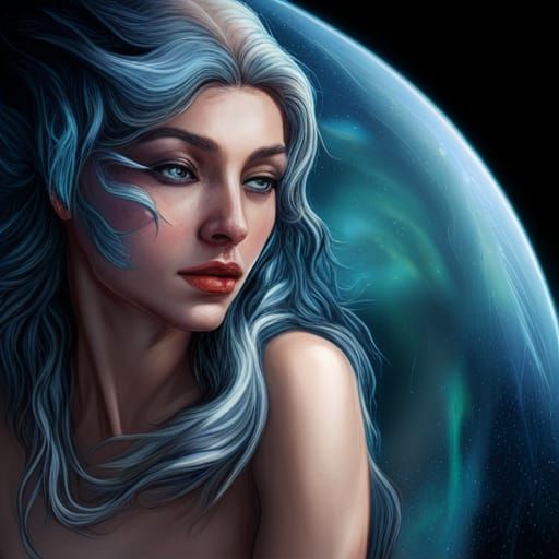 Alien Woman Portrait in Hyperrealistic Style