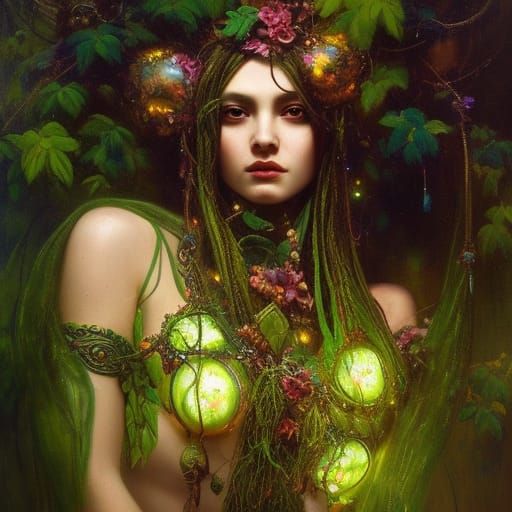 Mystical Enchantress in a Psychedelic Style