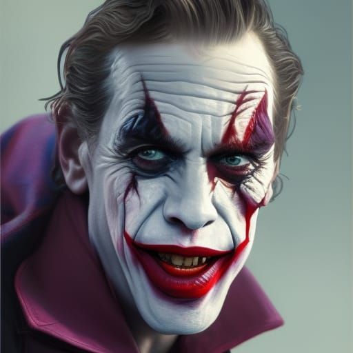 Theatrical Joker Portrait in Art Nouveau Style