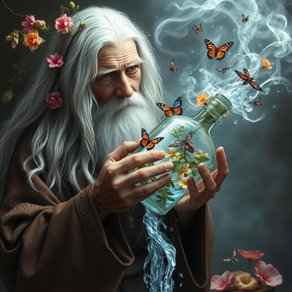 Shaman Cradling Life's Essence: Dreamlike World Unveiled