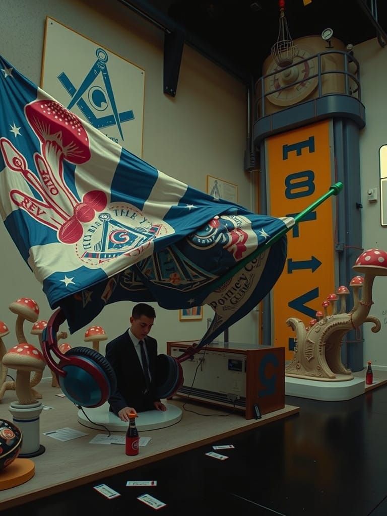 Whimsical Mushroom Metropolis in Vibrant Hyperreal Style