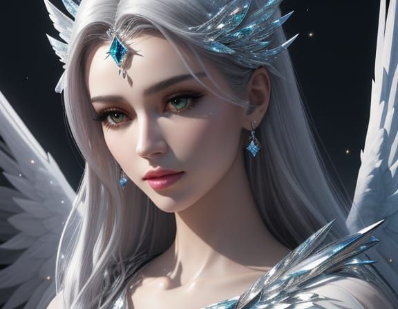 Frosted Crystal Angel in Unsettling Surreal Setting