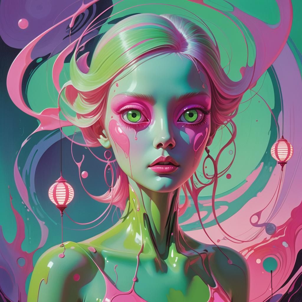 Psychedelic Siren in Dreamy Surrealist Illustration
