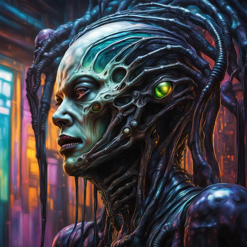 Eldritch Cyberpunk Latex Encasement, HR Giger Style