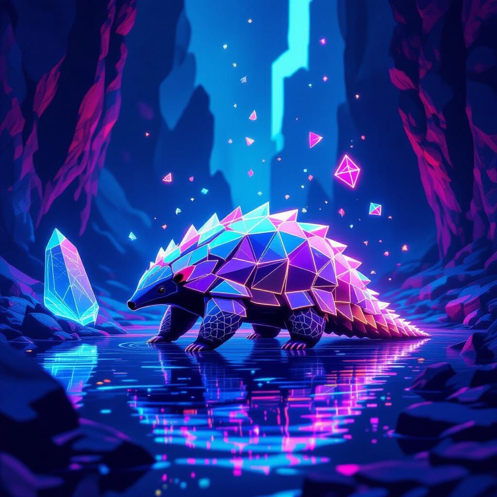 Prism Pangolin in Neon Canyon Illustration
