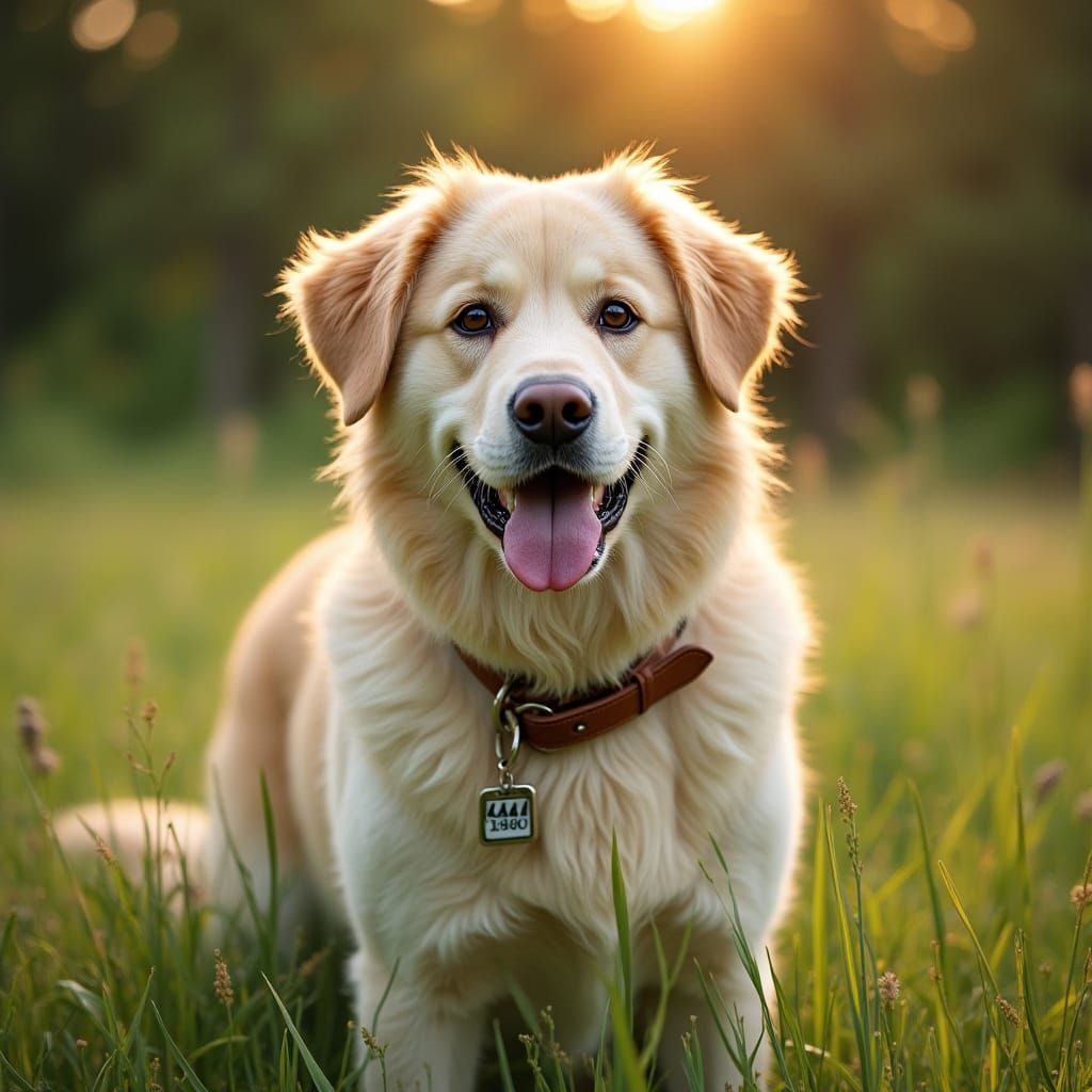 Majestic Mixed-Breed Dog in Lush Meadow