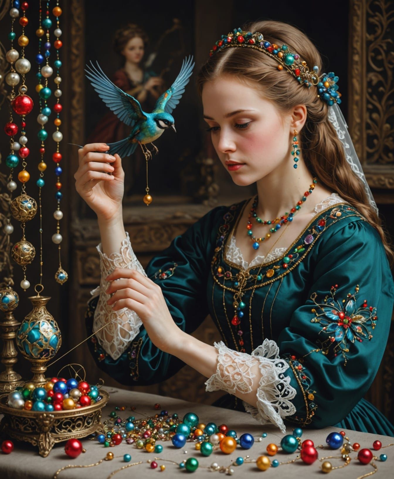 The Needlewoman Girl in Whimsical Flight