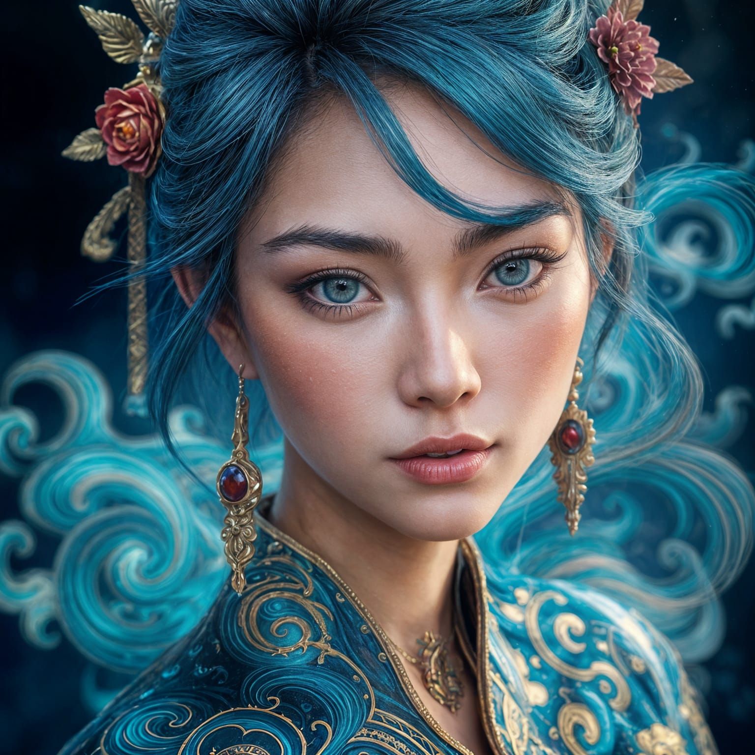 Asian Woman in Detailed Body Paint