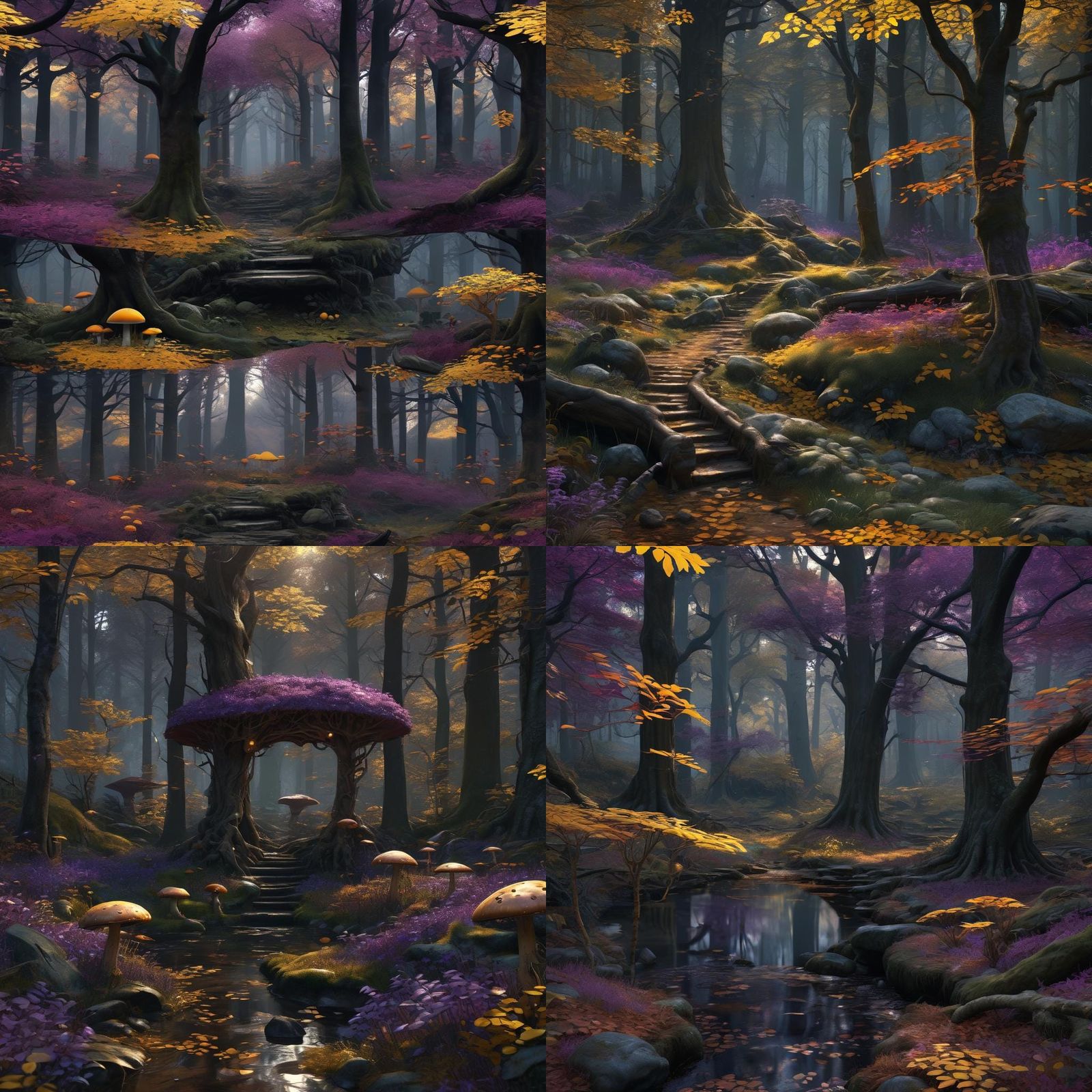 Autumn Forest with Fairies: Dark Fantasy Concept Art